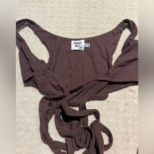 princess polly chocolate brown tie top